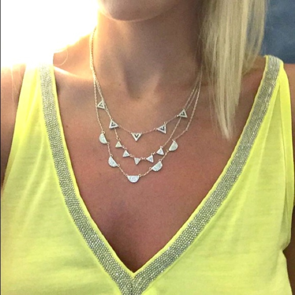 Pave Chevron Necklace - Silver